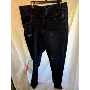 Wax Jean Collection Womens Plus Size 22 Dark Wash High Rise Triple Button Skinny